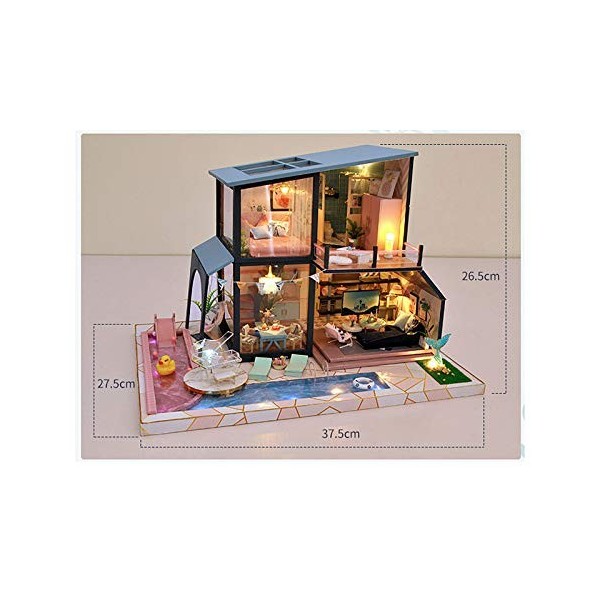 luckiner Kit de maison de poupée miniature en bois - Kit de meubles 3D lumineux pour adolescents et adultes