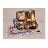 luckiner Kit de maison de poupée miniature en bois - Kit de meubles 3D lumineux pour adolescents et adultes
