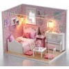 Flever Maison de poupée miniature DIY maison de poupée avec meubles et housse pour cadeau romantique de Saint-Valentin princ