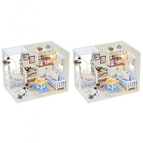 Toyvian 2 Pièces Maison Assembler Jouet Appartement Miniature Jouet De Maison De Poupée Bricolage Construisez Votre Maison De