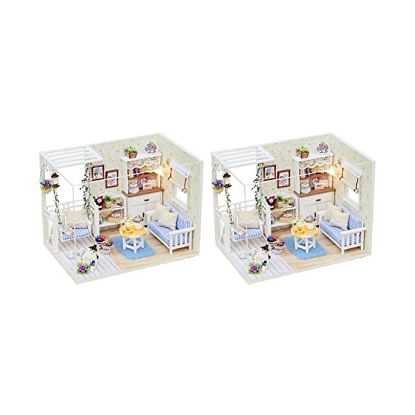 Toyvian 2 Pièces Maison Assembler Jouet Appartement Miniature Jouet De Maison De Poupée Bricolage Construisez Votre Maison De