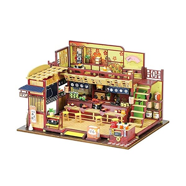 Maison de poupée miniature en bois de style japonais, boutique, sushi, maison de poupée 3D, créative, Izakaya, modèle de cons