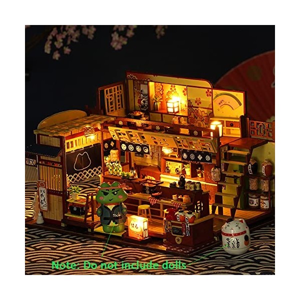 Maison de poupée miniature en bois de style japonais, boutique, sushi, maison de poupée 3D, créative, Izakaya, modèle de cons