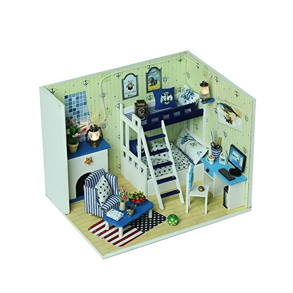 DIY Kit de modèle de maison de poupée en bois, salle dartisanat miniature avec meubles et accessoires, décoration de la mais