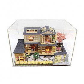 luckiner Maison de poupée miniature en bois avec housse de protection anti-poussière