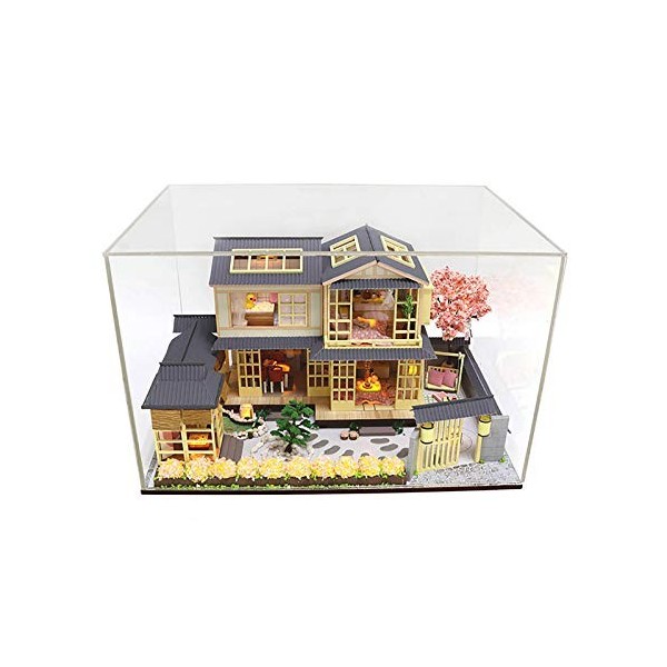 luckiner Maison de poupée miniature en bois avec housse de protection anti-poussière