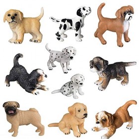 HOMNIVE Figurines De Chien, 10 Pièces Figurines De Chiot Mignonnes Figure Animale Réaliste, Ensemble De Jouets De Figurines, 