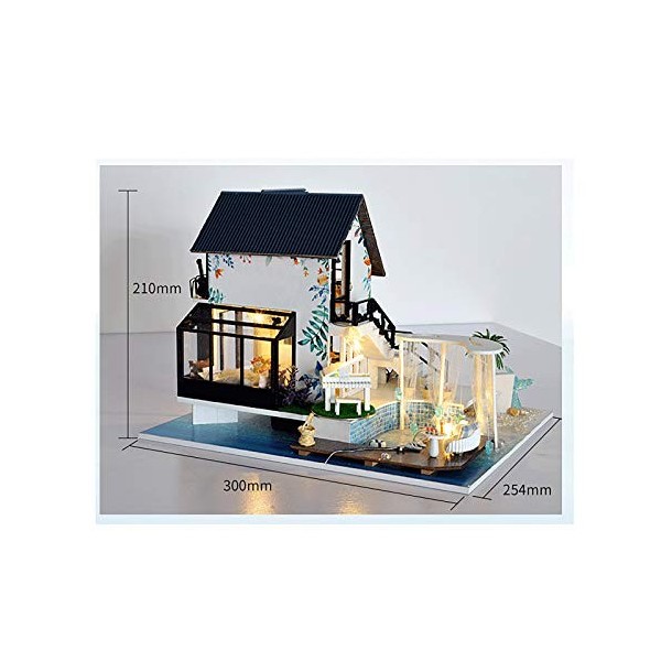 luckiner Maison de poupée lumineuse faite à la main avec housse de protection contre la poussière, kit de jouets créatifs pou