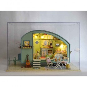PW TOOLS Kit Maison Miniature,poupée en Bois avec Musique et lumière | Ensemble Meubles Petite Maison, idée Cadeau Chambre cr
