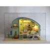 PW TOOLS Kit Maison Miniature,poupée en Bois avec Musique et lumière | Ensemble Meubles Petite Maison, idée Cadeau Chambre cr