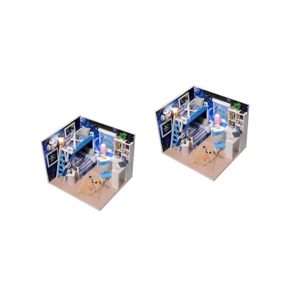 Toyvian 2 Pièces Bricolage Maison en Bois Mini Maison Kits Maison en Bois Modèle Maison De Poupée Mini Mini Maison Bambou 3D 