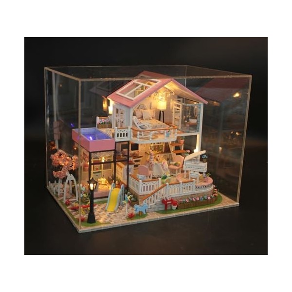 Bricolage Miniatures Maison De Poupée Kits Dartisanat Puzzle en Bois Lumière LED Kit De Meubles Maisons De Poupée pour Anniv