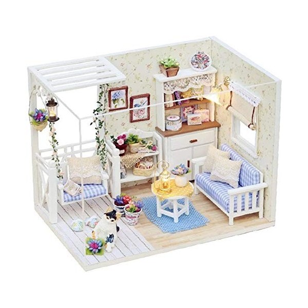 Kisoy Maison de poupée miniature romantique et mignonne - Kit créatif - Cadeau parfait pour les amis, les amoureux et la fami