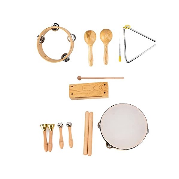 Gaeirt Instruments de percussion Orff, ensemble dinstruments de musique pour enfants 9 pièces pour jouets de musique éducati