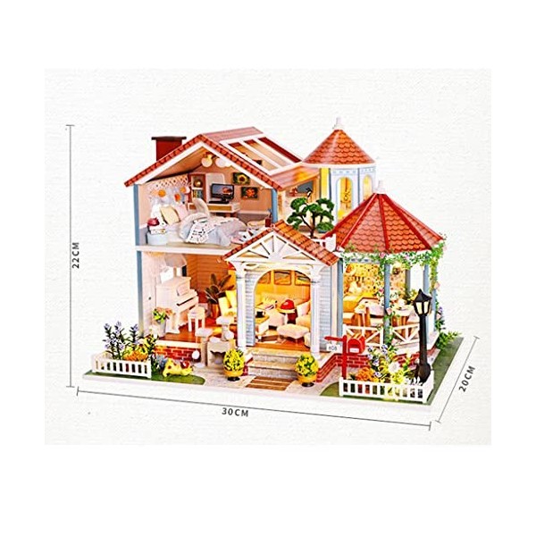 Ioensy Kits de Meubles de Maison de Poupée Bricolage Cottage de Lumière LED en Bois 3D pour Noël