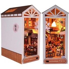 Modèle éducatif Kit de coin de livre, kit de coin de livre miniature for maison de poupée avec lumière LED, serre-livres déco