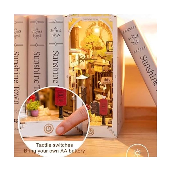 Modèle éducatif Kits de Coin de Livre for Adultes, kit de Maison de poupée Diorama de Serre-Livre à Faire soi-même, allée de 