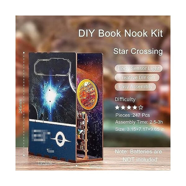 Puzzle En Bois 3D Booknook DIY Book Nook Kit, Kit De Maison De Poupée Miniature Avec Détecteur De Lumière Decor Kits Détagèr