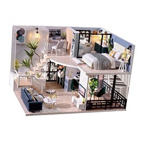 Maison de Miniature avec Meubles DIY de Maison de en Bois Plus Anti-poussière et Mouvement Musical Chambre Créative Cottage M