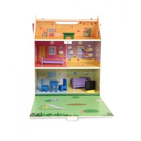 Peppa Pig Maison en Bois 2 étages avec Grenier et Jardin - Maison Portable avec décoration dans la Maison Peppa - Comprend 7 