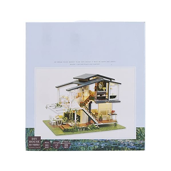 Gedourain Kit de Maison de poupée Bricolage, Maison de poupée Miniature à saveur française Romantique à 360 degrés, Conceptio