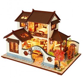 LFONCE Maison de poupée miniature avec meuble, kit de maison de poupée en bois à monter soi-même, étanche à la poussière et m
