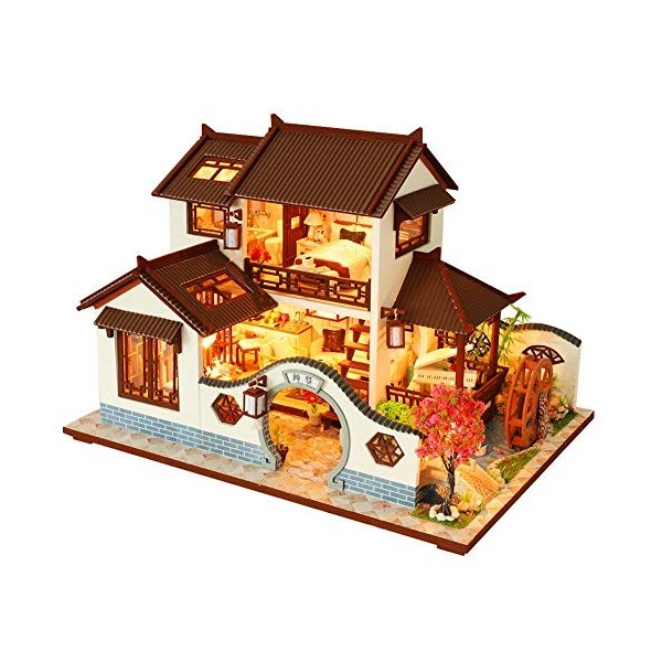 LFONCE Maison de poupée miniature avec meuble, kit de maison de poupée en bois à monter soi-même, étanche à la poussière et m