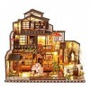 Modèle de villa combiné WDC japonais rétro moderne à trois étages, kit de maison de poupée assemblé, maison de poupée 3D en b