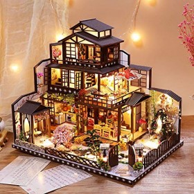 Modèle de villa combiné WDC japonais rétro moderne à trois étages, kit de maison de poupée assemblé, maison de poupée 3D en b