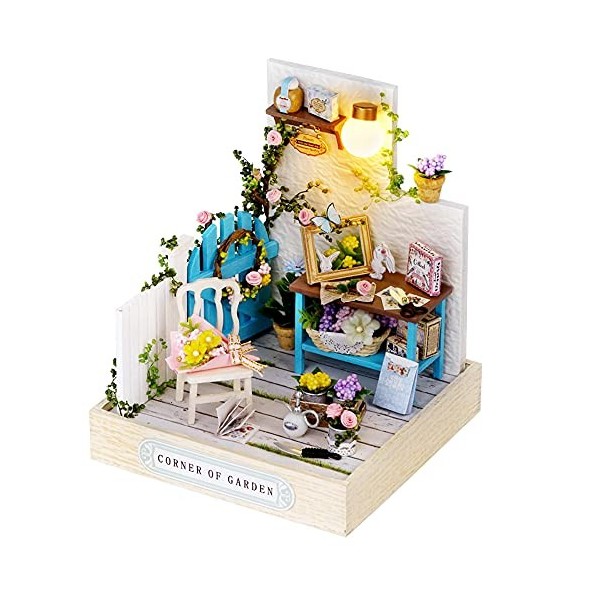 Flever Maison de poupée miniature DIY Maison Kit de bricolage avec meubles pour cadeau romantique Saint-Valentin coin du jar