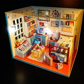 luckiner Kit de meubles de maison de poupée miniature à monter soi-même - Kit de bricolage lumineux pour décoration de Noël, 