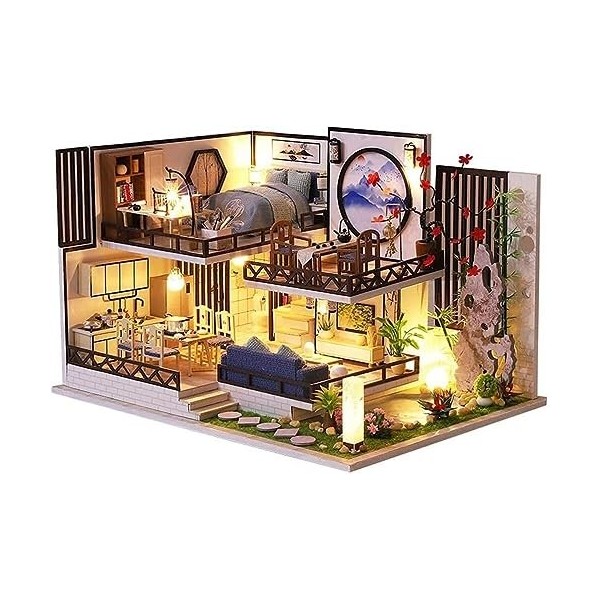 Kit de Maison De Poupée Bricolage, Kit de maison de poupée miniature de Noël à faire soi-même, mini kits de modèles de maison