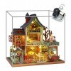 Maison de poupée miniature avec meubles, kit de maison de poupée en bois avec musique, échelle 1:24, pièce créative pour cade