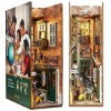 DIY Book Nook Kit, Maison De Poupée Miniature À Faire Soi-Même, Serre-Livres en Bois 3D avec Capteur De Lumière, Livre Détag