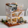 Kit De Maison De Poupées Miniatures, Puzzle 3D, Kit Dartisanat Miniature En Bois Avec Meubles Et Lumière LED, Cadeaux Danni