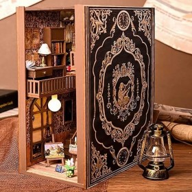 Modèle éducatif Support de livre en bois 3D, puzzle, maison de poupée, étagère, serre-livres en bois, coin livre, décoration,