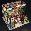 LANGWEI Dollhouse DIY Miniature Room Set, Time Cafe DIY Dollhouse Kit avec Cache-poussière et lumière LED | Modèle dassembla