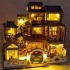 erhumama Kit de construction 3D en bois de style chinois - Décoration de maison de poupée miniature avec mouvement musical - 