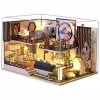 predolo Maison de Poupée Miniature Artisanale avec Dornement de Meubles LED Cottage de Style Chinois Assembler Un Puzzle pou