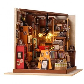 Kit de Maison de poupée Miniature à Monter soi-même, kit de bibliothèque en Bois 3D, kit de de bibliothèque, Cadeaux de Noël 