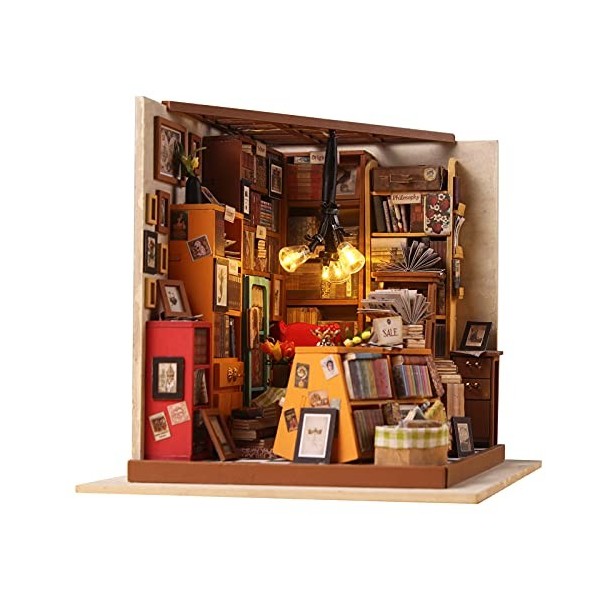 Kit de Maison de poupée Miniature à Monter soi-même, kit de bibliothèque en Bois 3D, kit de de bibliothèque, Cadeaux de Noël 