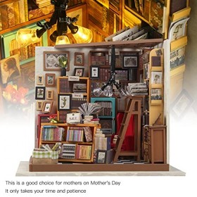 Kit de Maison de poupée Miniature à Monter soi-même, kit de bibliothèque en Bois 3D, kit de de bibliothèque, Cadeaux de Noël 