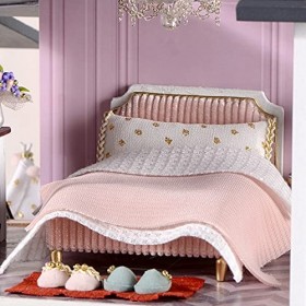 FASJ Maison de poupée Bricolage, Miniature en Bois Romantique Jardin Maison de poupée Villa 3D à 3 étages 6 lumières LED Mouv