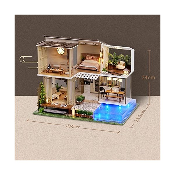 perfk de Maison de Poupée Bricolage Miniature avec Musique de Boîtier Anti-poussière pour Adultes Home Decor