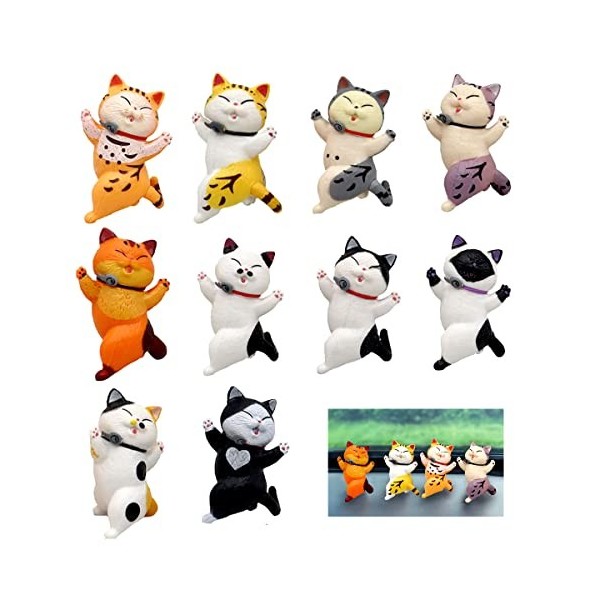 XiXiRan Miniature Chat*10, Figurines de Chat Réalistes, Figurines danimaux de Chat, Chat Miniature Figurine, Mini Figurine O