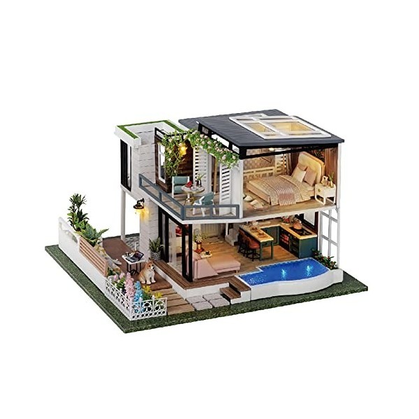 Cute Room Maison de poupée miniature avec meubles, kit de modélisation en bois maison Bachsglueck