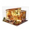 Momola Maison de DIY 3d Dollhouse avec Lumière LED,Kit Maison Miniature de Poupée,Anniversaire Noël Cadeau Créatif Avec cach