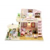 Flever Maison de poupée miniature DIY Musique Maison créative avec meubles pour cadeau romantique Saint-Valentin leurre rose