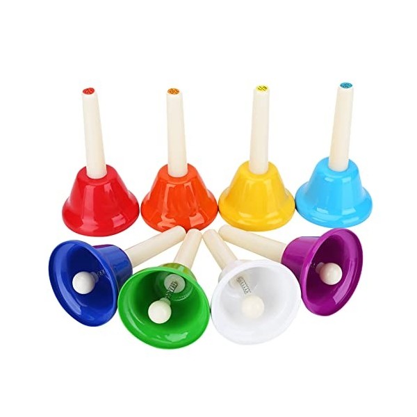 Ensemble de Cloche à Main en Métal Coloré à 8 Notes, Jouet Dinstrument de Musique pour Enfants, Enfants