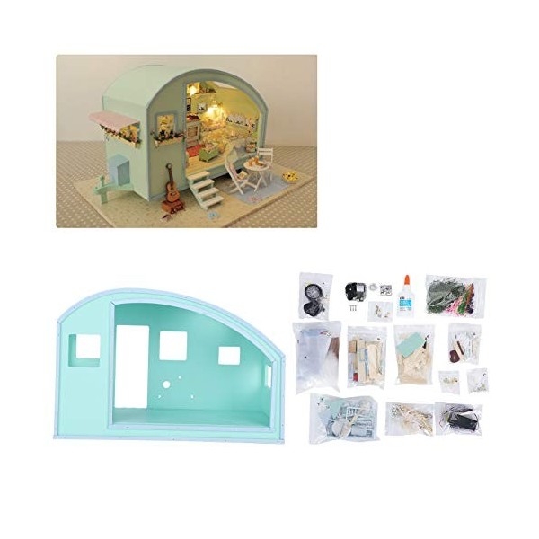 Wnvivi Kit de Maison de Poupée Bricolage avec Musical, Kit Miniature de Chambre Chaude Assemblé à la Main, Kit de Meubles Min